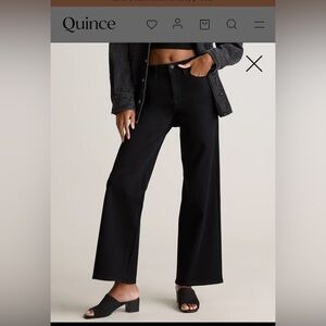 Quince Women's Bella Stretch Wide Leg Black Jeans